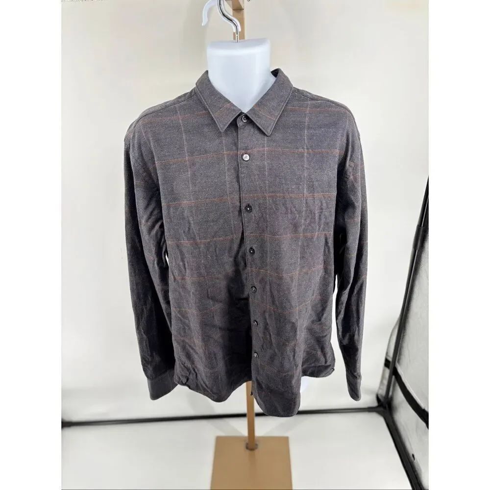 Hugo Boss Men's Shirt Italian Fabric Size XXL Gray Plaid Flannel Slim Fit